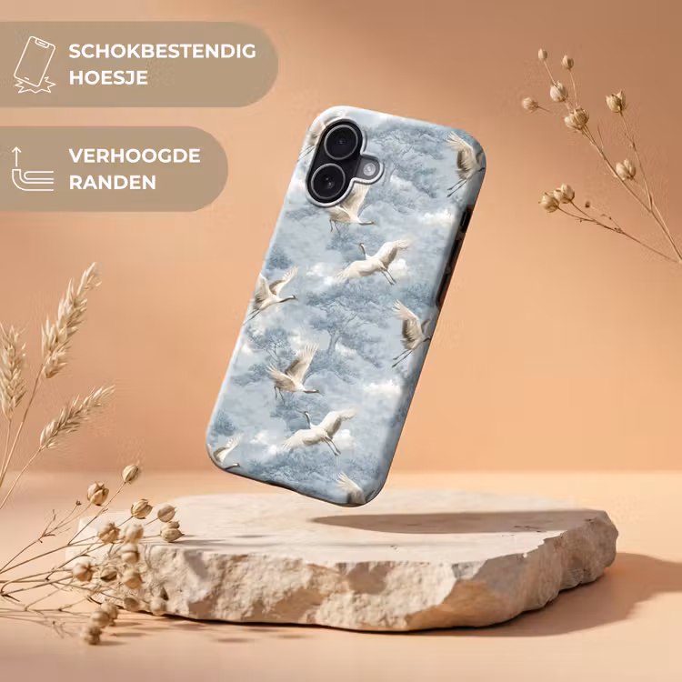 Wolken - Kraanvogels - Blauw Toughcase MagSafe Apple iPhone 17 klein 1017 -USP_RandenV_NL