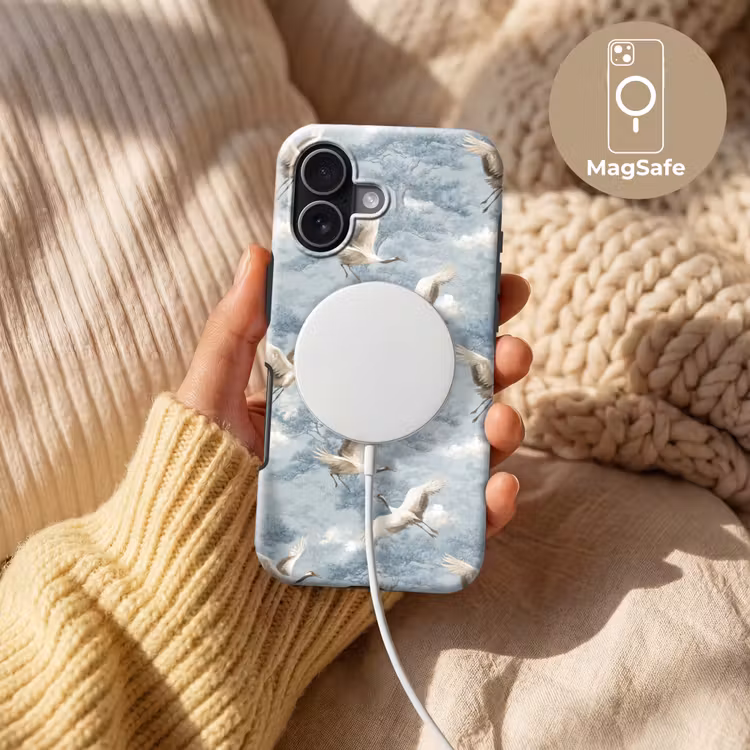 Wolken - Kraanvogels - Blauw Toughcase MagSafe Apple iPhone 17 klein 1017 -USP_MagsafeV
