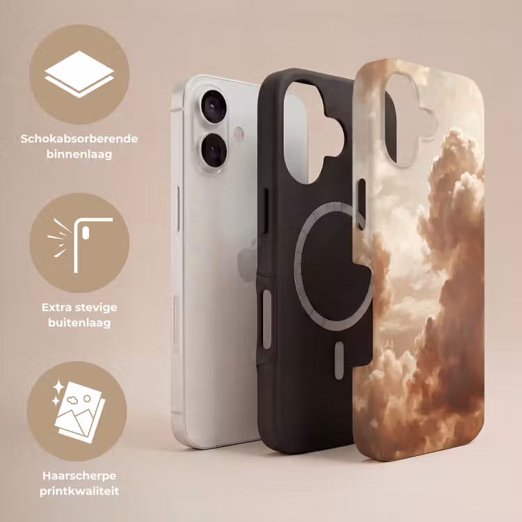 Wolken - Lucht - Natuur - Modern - Bruin Toughcase MagSafe Apple iPhone 17 klein -USP_Lagen_NL