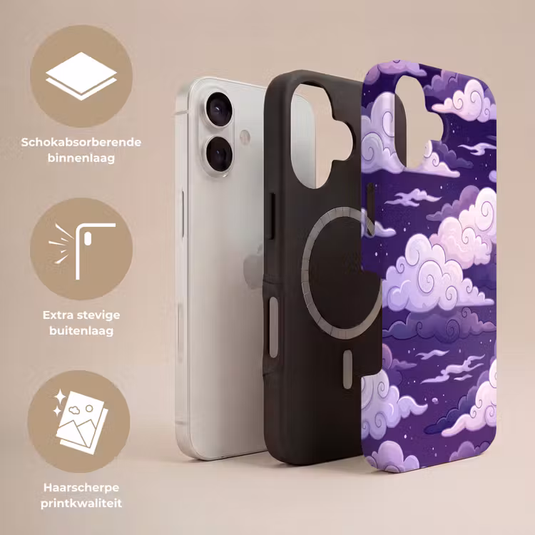Wolken - Nacht - Natuur - Abstract - Paars Toughcase MagSafe Apple iPhone 17 klein -USP_Lagen_NL