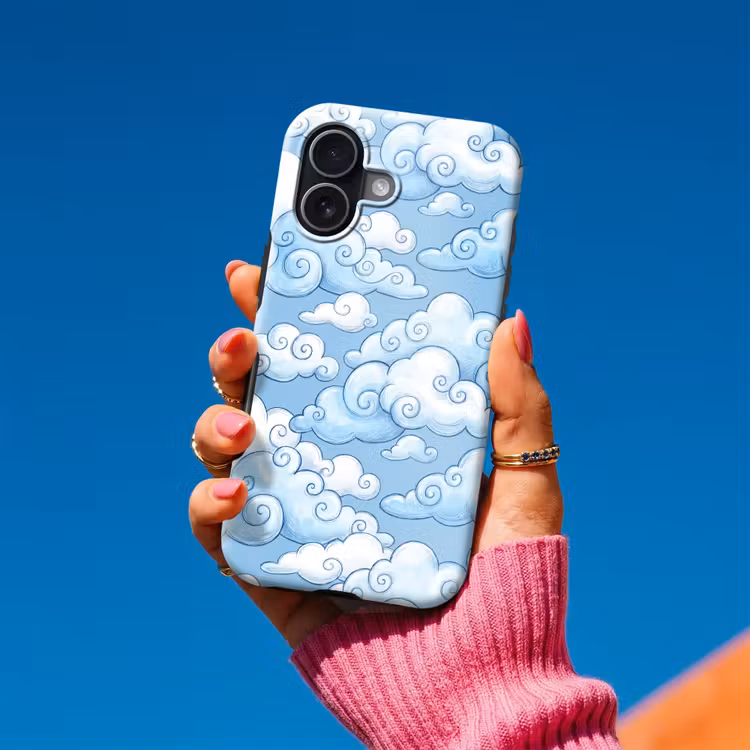 Wolken - Patroon - Hemel - Illustratie - Wit Toughcase MagSafe Apple iPhone 17 klein -Sfeer1V
