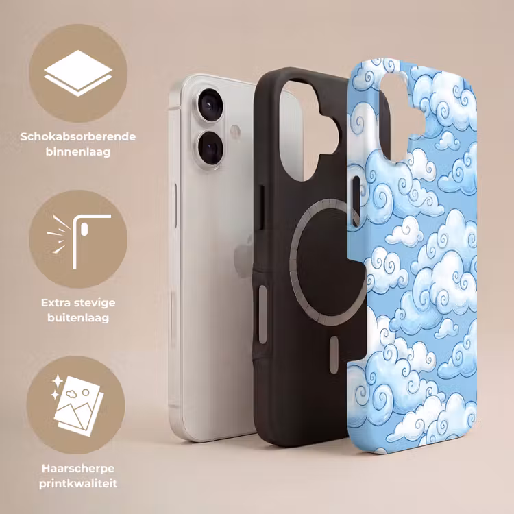 Wolken - Patroon - Hemel - Illustratie - Wit Toughcase MagSafe Apple iPhone 17 klein -USP_Lagen_NL