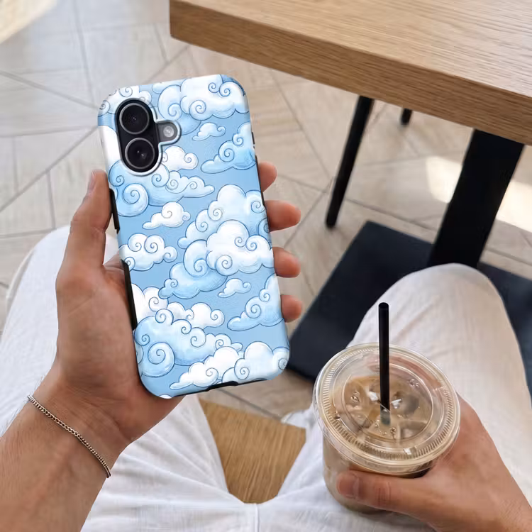 Wolken - Patroon - Hemel - Illustratie - Wit Toughcase MagSafe Apple iPhone 17 klein -Sfeer1M