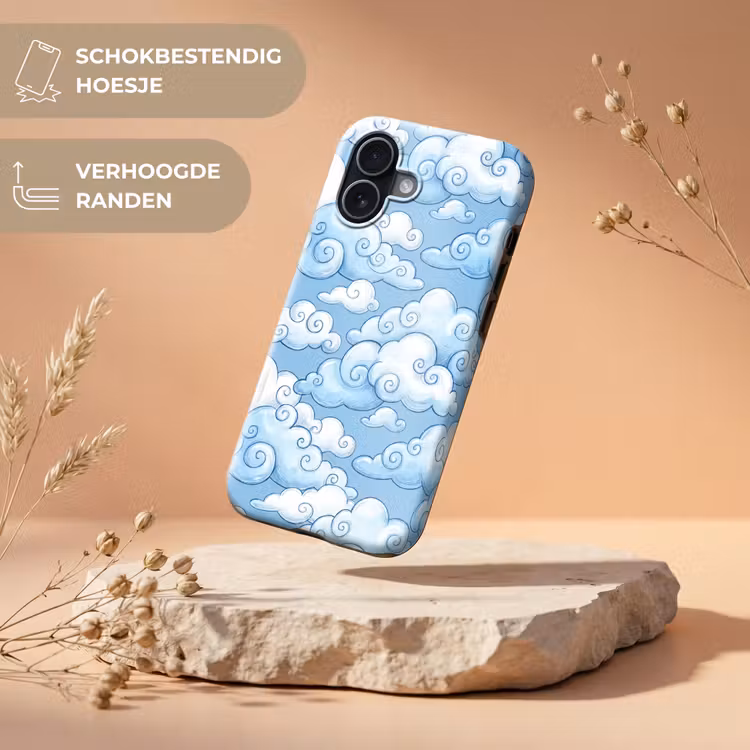 Wolken - Patroon - Hemel - Illustratie - Wit Toughcase MagSafe Apple iPhone 17 klein -USP_RandenV_NL
