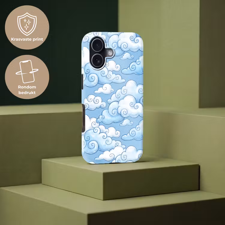 Wolken - Patroon - Hemel - Illustratie - Wit Toughcase MagSafe Apple iPhone 17 klein -USP_PrintM_NL