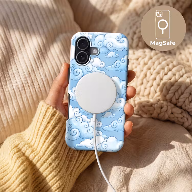 Wolken - Patroon - Hemel - Illustratie - Wit Toughcase MagSafe Apple iPhone 17 klein -USP_MagsafeV