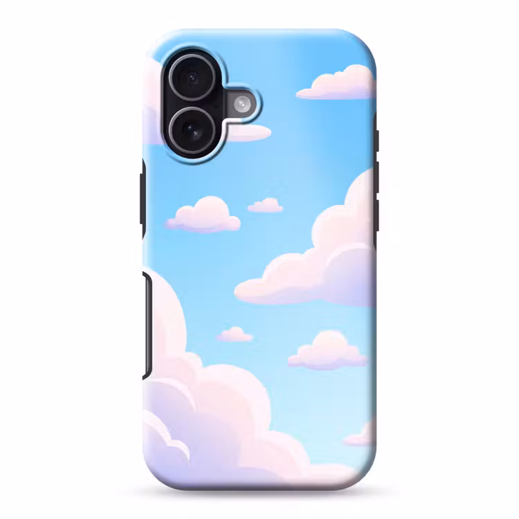 Wolken - Roze - Blauw - Natuur - Modern Toughcase MagSafe Apple iPhone 17 klein -3d