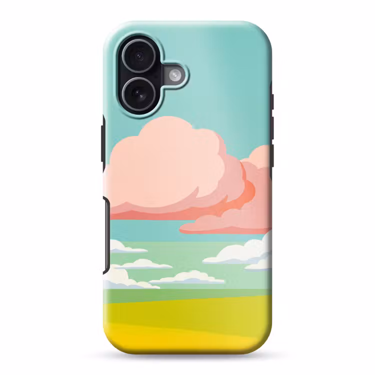 Wolken - Roze - Natuur - Modern - Pastel Toughcase MagSafe Apple iPhone 17 klein -3d