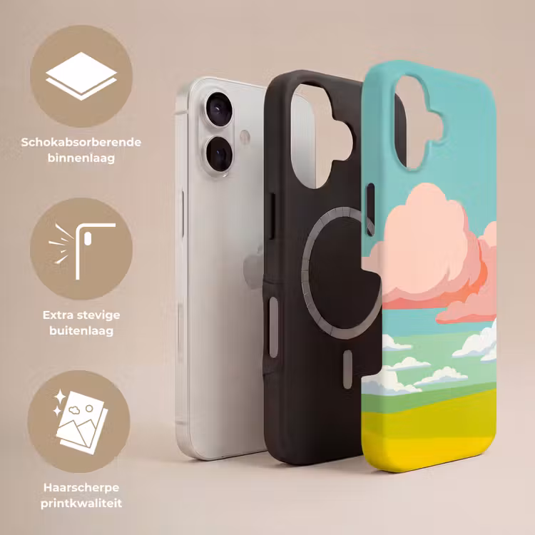 Wolken - Roze - Natuur - Modern - Pastel Toughcase MagSafe Apple iPhone 17 klein -USP_Lagen_NL