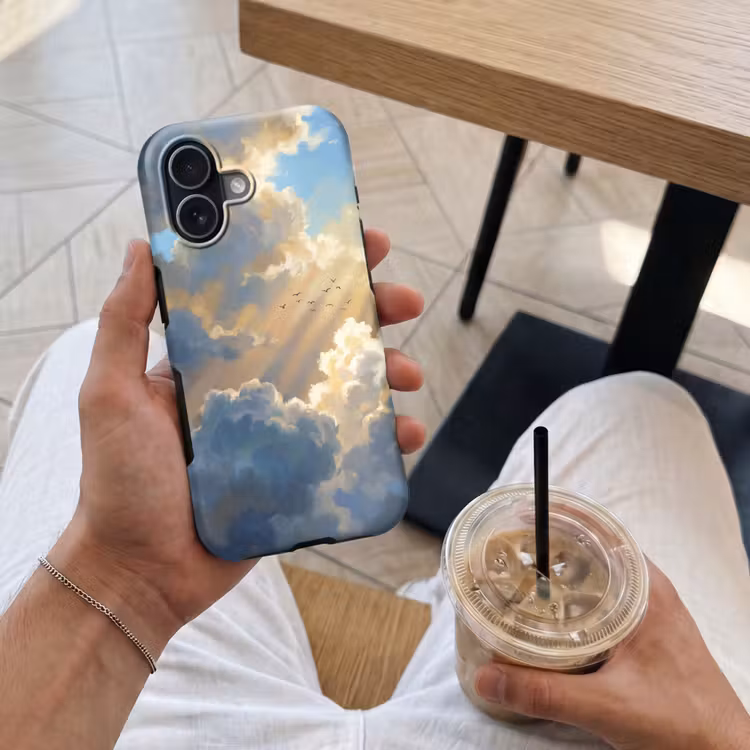 Wolken - Zonnestralen - Natuur - Abstract - Blauw Toughcase MagSafe Apple iPhone 17 klein -Sfeer1M