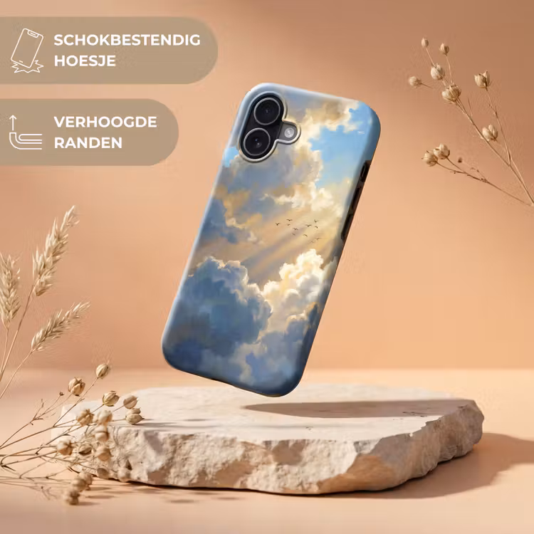 Wolken - Zonnestralen - Natuur - Abstract - Blauw Toughcase MagSafe Apple iPhone 17 klein -USP_RandenV_NL