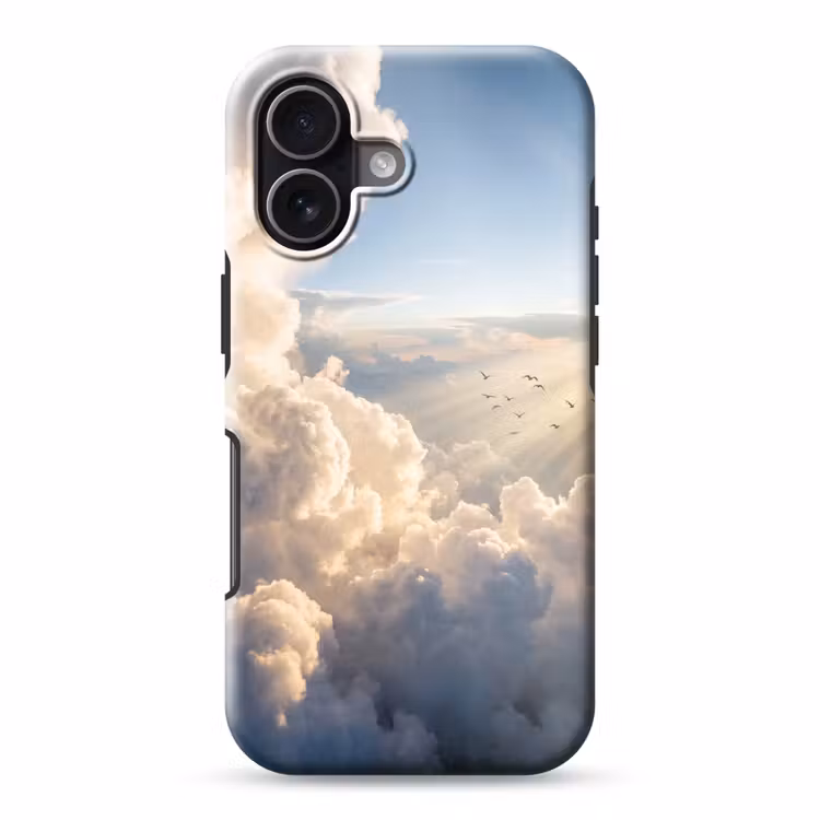 Wolken - Zonnestralen - Natuur - Wit Toughcase MagSafe Apple iPhone 17 klein -3d