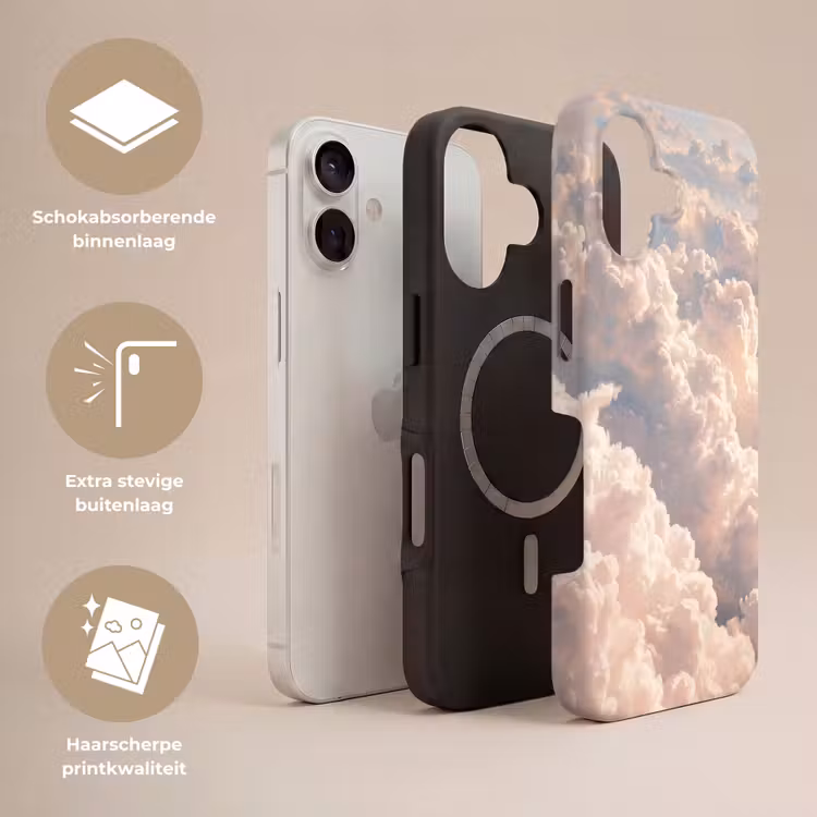 Wolken - Zonsondergang - Natuur - Pastel - Roze Toughcase MagSafe Apple iPhone 17 klein -USP_Lagen_NL