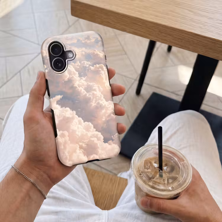 Wolken - Zonsondergang - Natuur - Pastel - Roze Toughcase MagSafe Apple iPhone 17 klein -Sfeer1M