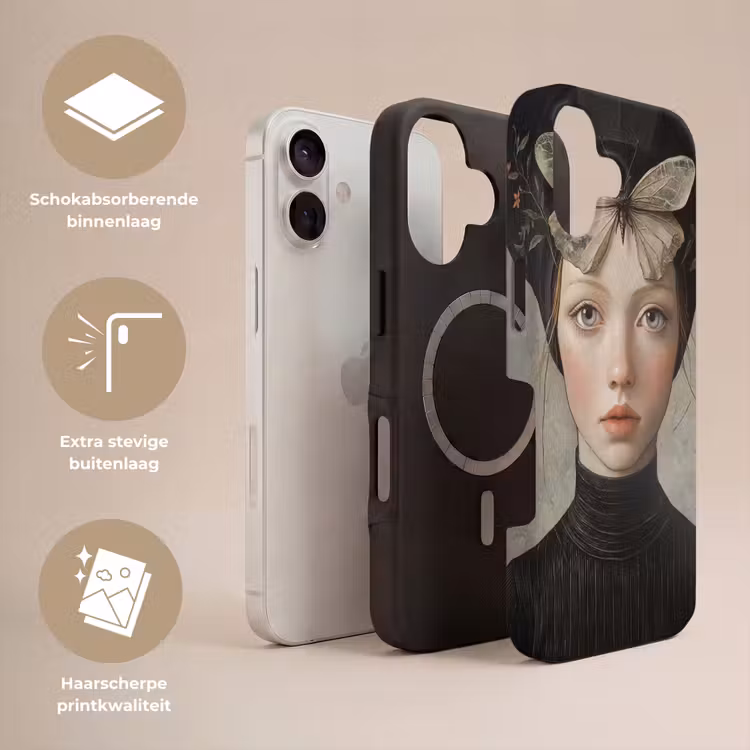 Woman - Butterfly - Art - Classic - Muted Toughcase MagSafe Apple iPhone 17 klein -USP_Lagen_NL