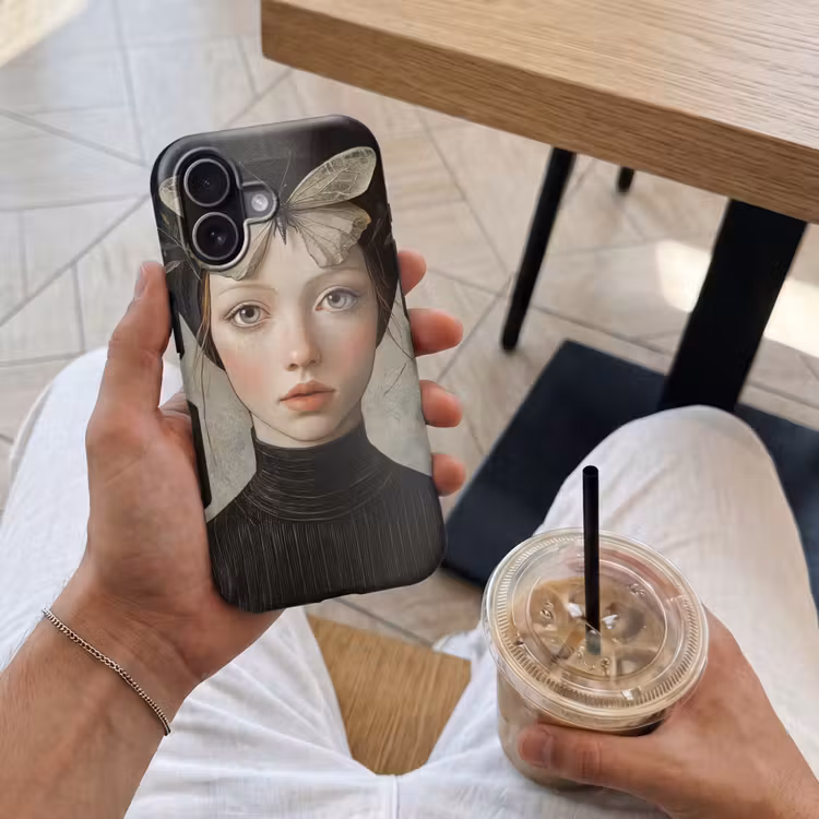Woman - Butterfly - Art - Classic - Muted Toughcase MagSafe Apple iPhone 17 klein -Sfeer1M
