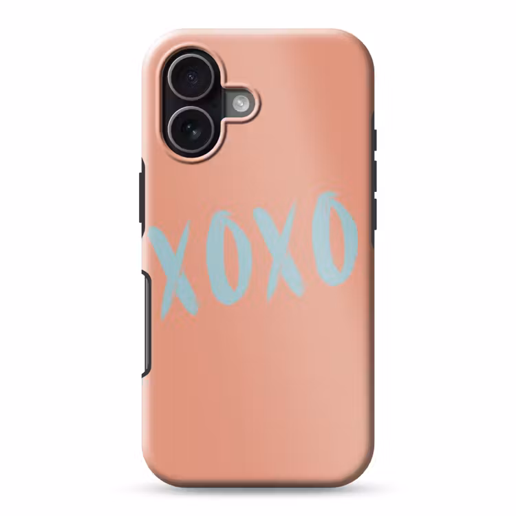 XOXO - Blauw - Perzikkleur Toughcase MagSafe Apple iPhone 17 klein -3d