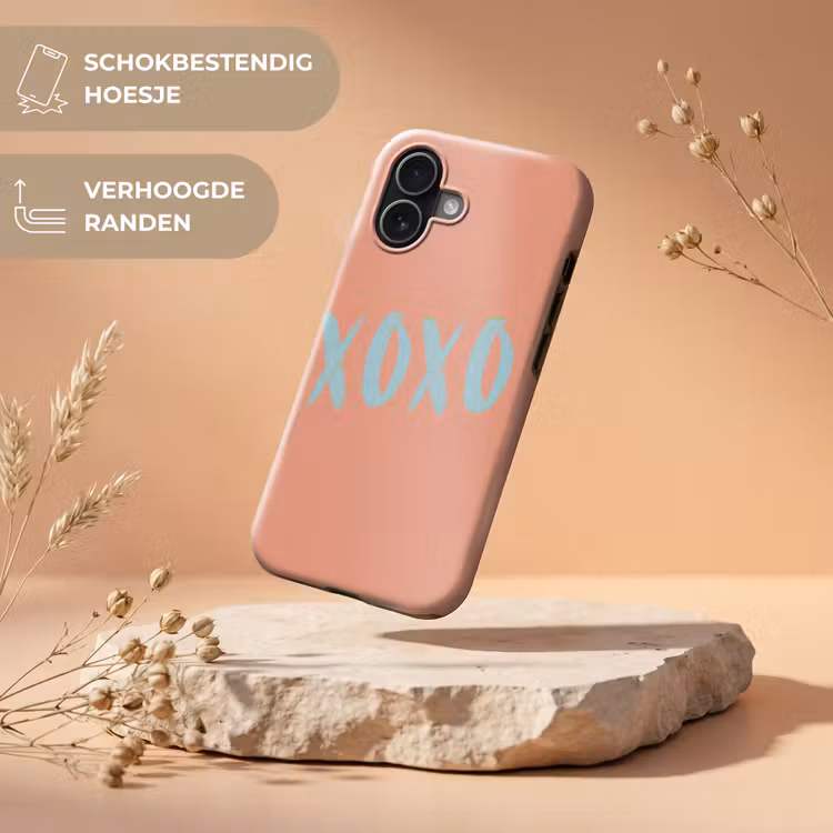XOXO - Blauw - Perzikkleur Toughcase MagSafe Apple iPhone 17 klein -USP_RandenV_NL