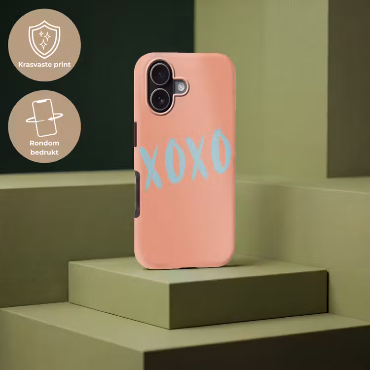 XOXO - Blauw - Perzikkleur Toughcase MagSafe Apple iPhone 17 klein -USP_PrintM_NL