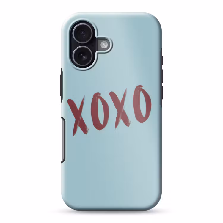 XOXO - Blauw - Rood Toughcase MagSafe Apple iPhone 17 klein -3d