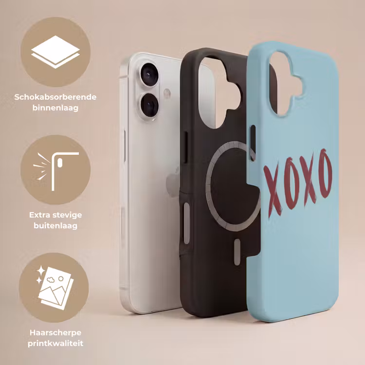 XOXO - Blauw - Rood Toughcase MagSafe Apple iPhone 17 klein -USP_Lagen_NL