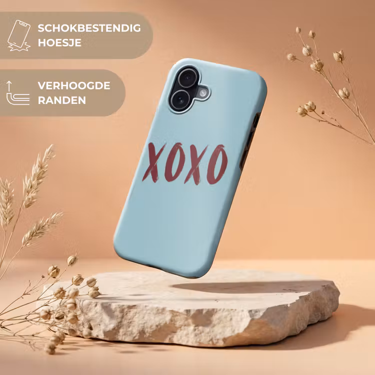 XOXO - Blauw - Rood Toughcase MagSafe Apple iPhone 17 klein -USP_RandenV_NL
