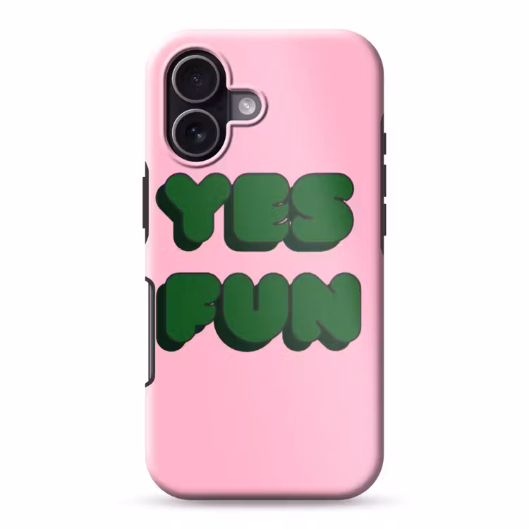 Yes fun - Groen - Roze Toughcase MagSafe Apple iPhone 17 klein -3d