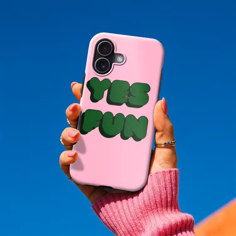 Yes fun - Groen - Roze Toughcase MagSafe Apple iPhone 17 klein -Sfeer1V