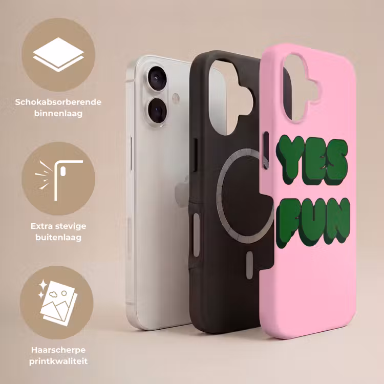 Yes fun - Groen - Roze Toughcase MagSafe Apple iPhone 17 klein -USP_Lagen_NL