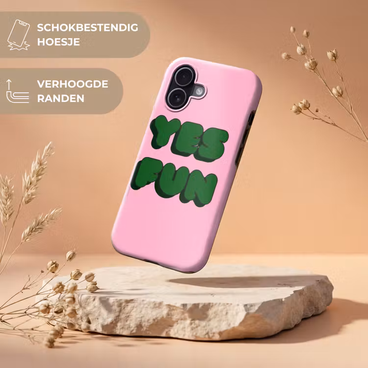 Yes fun - Groen - Roze Toughcase MagSafe Apple iPhone 17 klein -USP_RandenV_NL