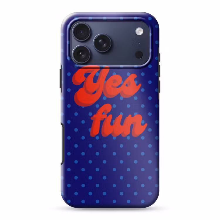 Yes fun - Rood - Blauw - Stippen Toughcase MagSafe Apple iPhone 17 Pro Max klein -3d