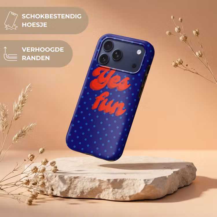 Yes fun - Rood - Blauw - Stippen Toughcase MagSafe Apple iPhone 17 Pro Max klein -USP_RandenV_NL