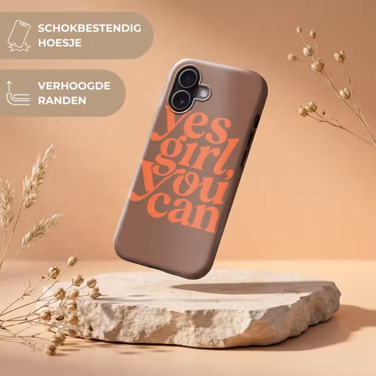 Yes girl you can - Oranje - Bruin Toughcase MagSafe Apple iPhone 17 klein -USP_RandenV_NL