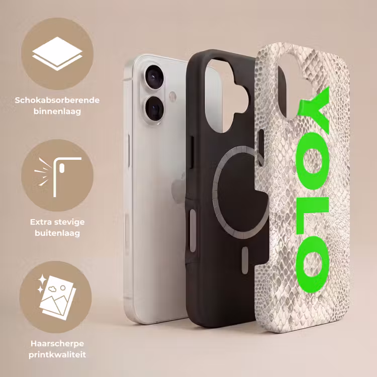 YOLO - Groen - Neon - Slangenprnt Toughcase MagSafe Apple iPhone 17 klein -USP_Lagen_NL