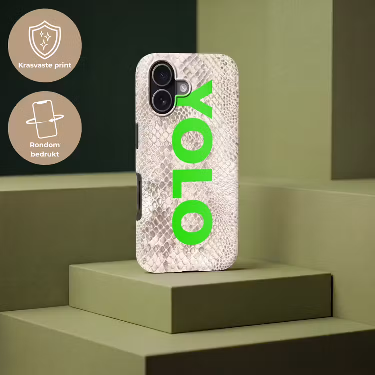YOLO - Groen - Neon - Slangenprnt Toughcase MagSafe Apple iPhone 17 klein -USP_PrintM_NL
