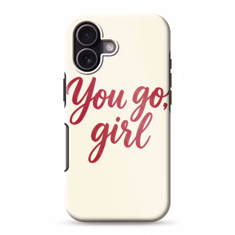 you go girl - Rood - Wit Toughcase MagSafe Apple iPhone 17 klein -3d