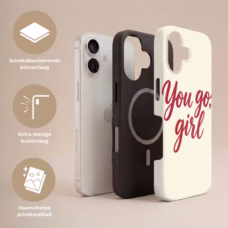 you go girl - Rood - Wit Toughcase MagSafe Apple iPhone 17 klein -USP_Lagen_NL