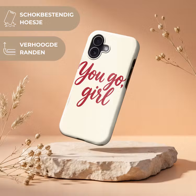 you go girl - Rood - Wit Toughcase MagSafe Apple iPhone 17 klein -USP_RandenV_NL