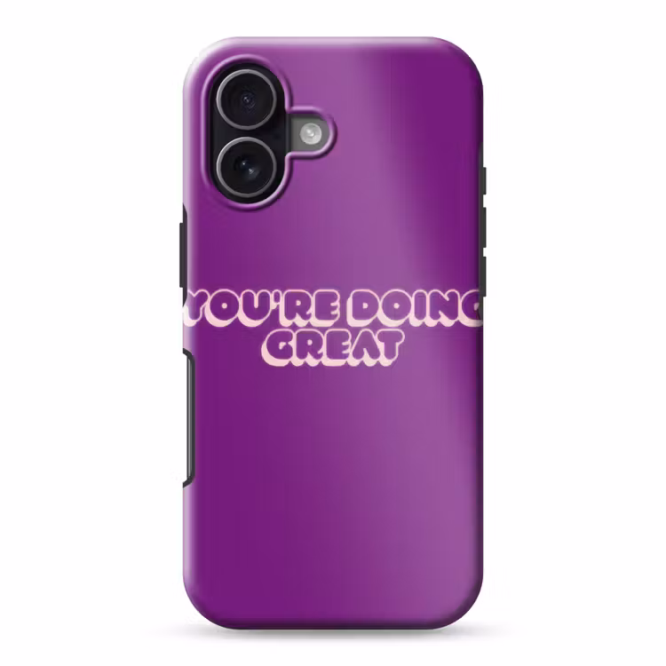 You're doing great - Paars - Bubble letters Toughcase MagSafe Apple iPhone 17 klein -3d