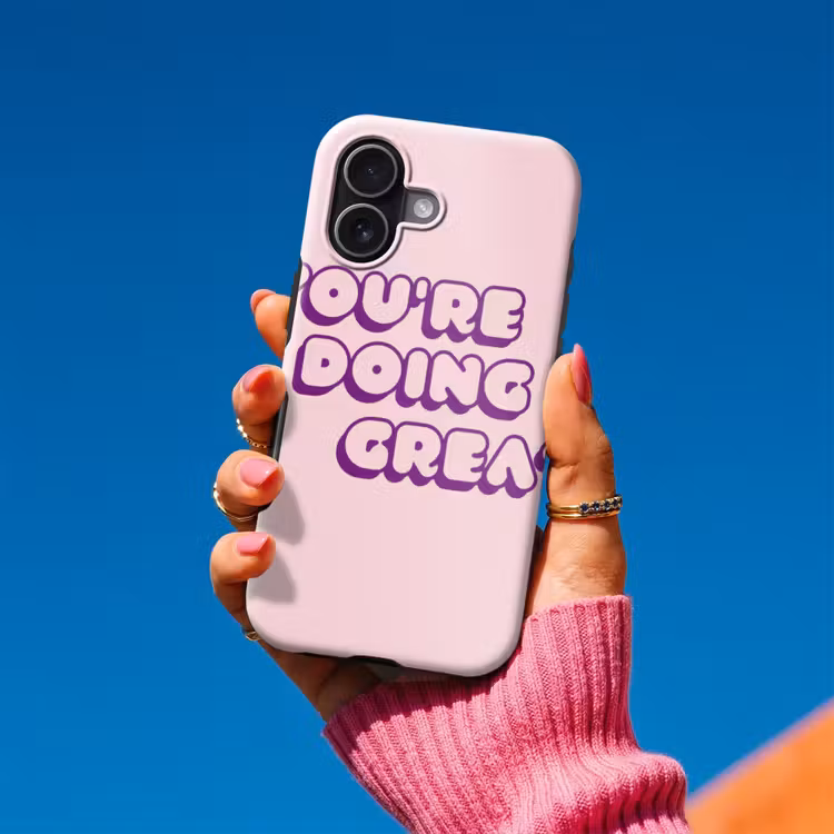 You're doing great - Roze - Bubble letters Toughcase MagSafe Apple iPhone 17 klein -Sfeer1V