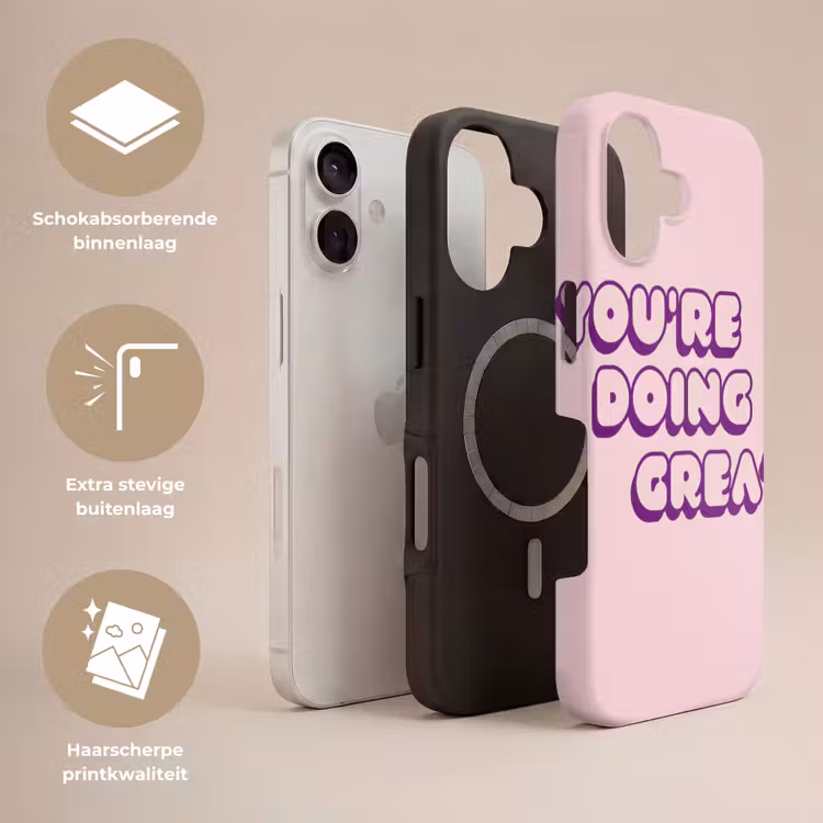 You're doing great - Roze - Bubble letters Toughcase MagSafe Apple iPhone 17 klein -USP_Lagen_NL