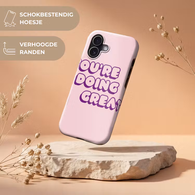 You're doing great - Roze - Bubble letters Toughcase MagSafe Apple iPhone 17 klein -USP_RandenV_NL
