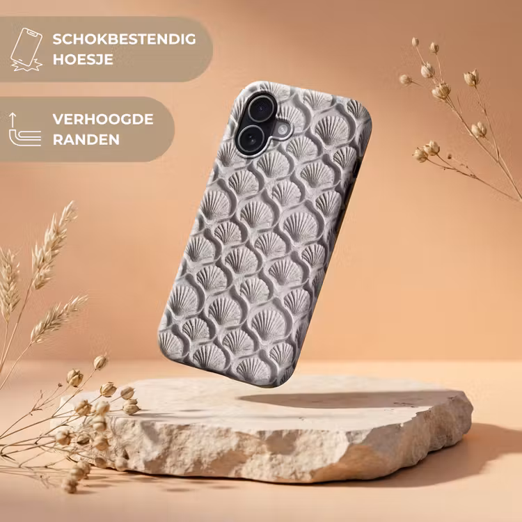 Zand - Schelpenvorm - Grijs Toughcase MagSafe Apple iPhone 17 klein 1017 -USP_RandenV_NL