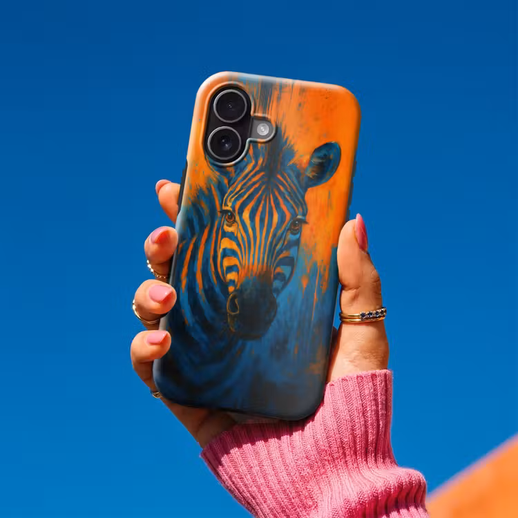 Zebra - Abstract - Blauw Toughcase MagSafe Apple iPhone 17 klein -Sfeer1V