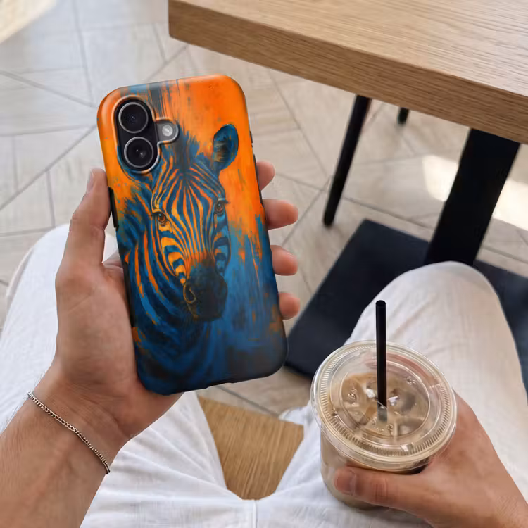 Zebra - Abstract - Blauw Toughcase MagSafe Apple iPhone 17 klein -Sfeer1M