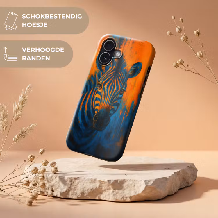 Zebra - Abstract - Blauw Toughcase MagSafe Apple iPhone 17 klein -USP_RandenV_NL