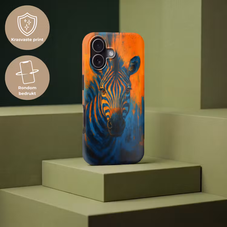 Zebra - Abstract - Blauw Toughcase MagSafe Apple iPhone 17 klein -USP_PrintM_NL