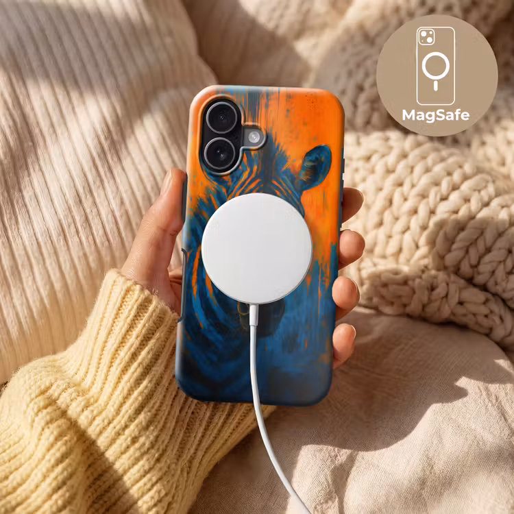 Zebra - Abstract - Blauw Toughcase MagSafe Apple iPhone 17 klein -USP_MagsafeV