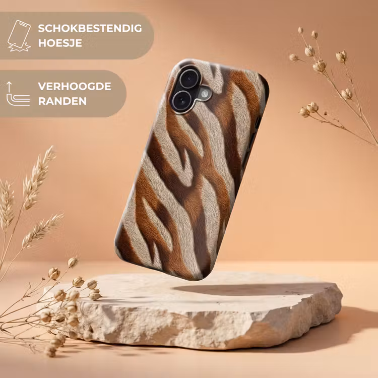 Zebra - Patroon - Bruin Toughcase MagSafe Apple iPhone 17 klein 1017 -USP_RandenV_NL