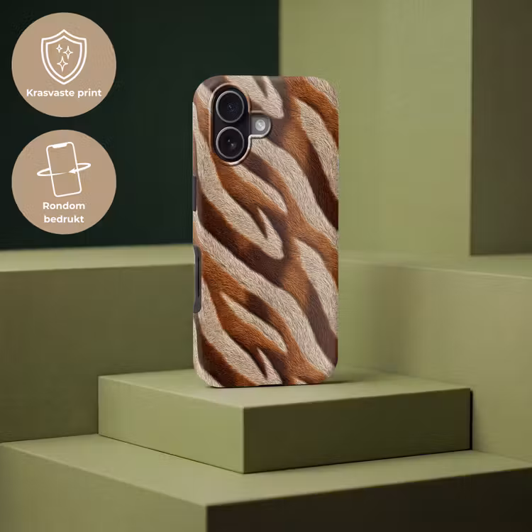 Zebra - Patroon - Bruin Toughcase MagSafe Apple iPhone 17 klein 1017 -USP_PrintM_NL